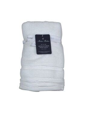 Brooks Brothers Set Of Two Premium Turkish Hand Towels 16"x30" White Soft Cotton